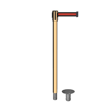 Retractable Belt Removable Stanchion, 2ft Pol.Brass Post  7.5ft Bk/R H